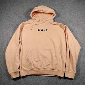 Golf Wang Mens Embroidered Logo Hoodie Peach Orange Cotton Pullover Size M